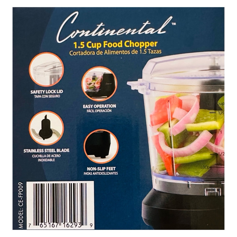 Mini Food Chopper Black Continental 1.5 Cup Electric NEW in box. - Picture 6 of 6